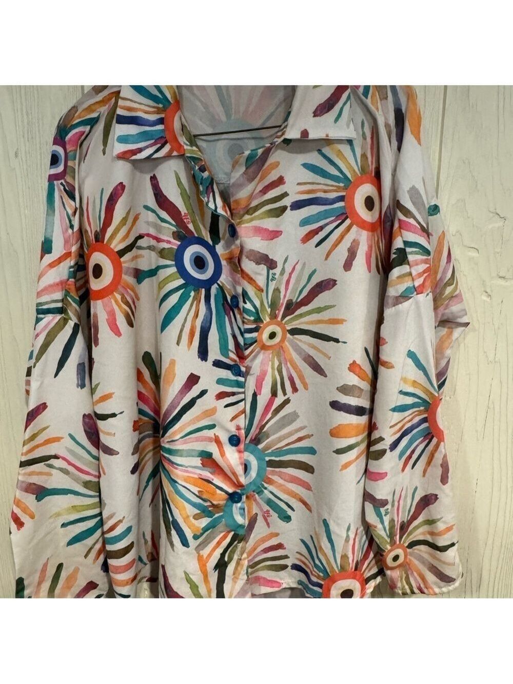 ARS Abstract Collared Button Up Blouse - Picture 3 of 8